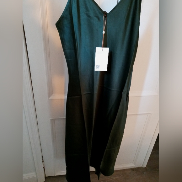 Quince 100% Silk Slip Dress. Deep Green. Medium. Washable. Perfect Condition. - Picture 6 of 16